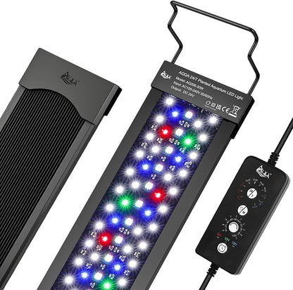 AQQA LED Aquarium Light 60W for 40-48 Inch Fish Tank, 24/7 Mode&DIY Mode Full Spectrum Fish Tank Light, IP68 Waterproof High Lumen Aquarium Plant Light, Adjustable Brightness/Timer, Memory Function