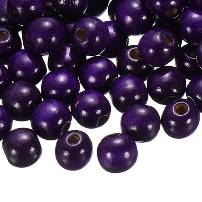 uxcell 200 Pcs Large Hole Wooden Beads, 15 x 16mm Unfinished Natural Round Wood Spacer Beads Hair Braid Barrel Bead for DIY Crafts Hair Macrame Jewelry Making, Purple