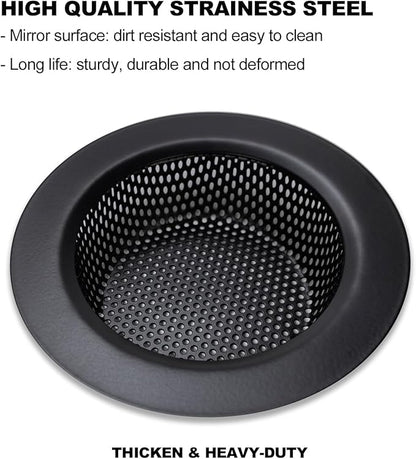 Black Kitchen Sink Drain Strainer, Sink Drain Cover, Food Catcher, Large Wide