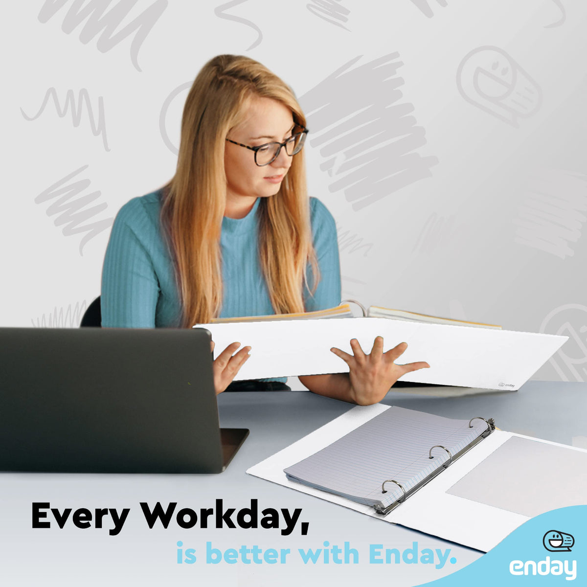 Enday 3 Ring Binder 1.5 Inch, White Heavy Duty Three Ring Binder, 325 Sheets Capacity - 1.5 Inch Binder for Home School and Office