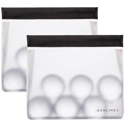 BERLINZO Large Reusable Ice Storage Bag - Freezer Safe Leak Proof Silicone and Plastic-Free Lunch Bag for Ice and Food Storage - BPA-Free XL Size