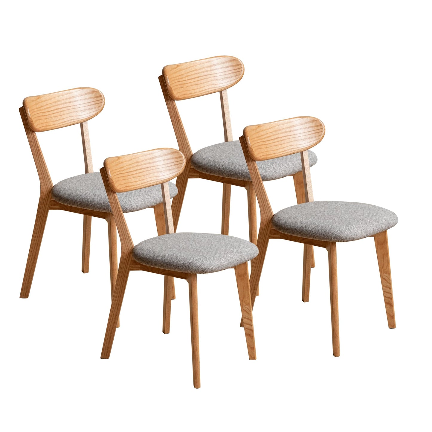 KEIKI Wooden Dining Chairs, 100% Solid Oak Wood Dining Chairs with Rounded Backrest,Kitchen,Dining Room