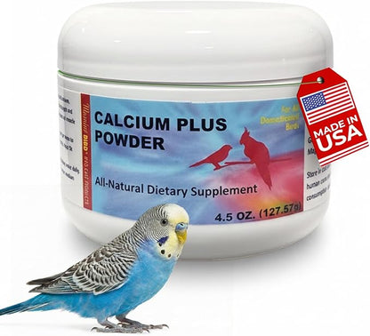Morning Bird Calcium Plus Powder for Birds 4.5 oz – Calcium Supplement with Vitamin & Protein Powder – Supports Bone Health, Muscle Function & Digestive Balance – Easy-to-Mix Calcium Formula