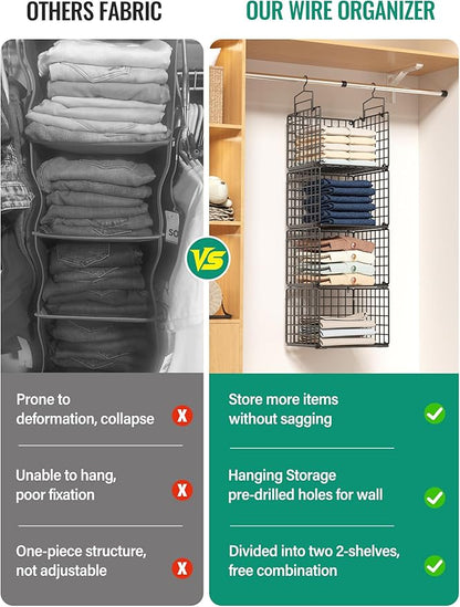 Hanging Closet Organizer, 4 Tier Metal Closet Organizers and Storage