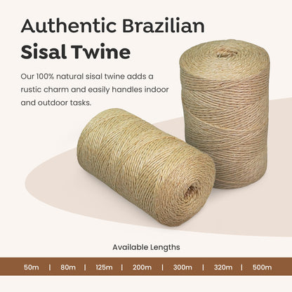Sisalana® Premium Brazilian 1640ft (500m) Coil Sisal Twine, 100% Natural Garden Twine for Plants, Crafts, Packing, Macrame & DIY Projects, Strong & Biodegradable