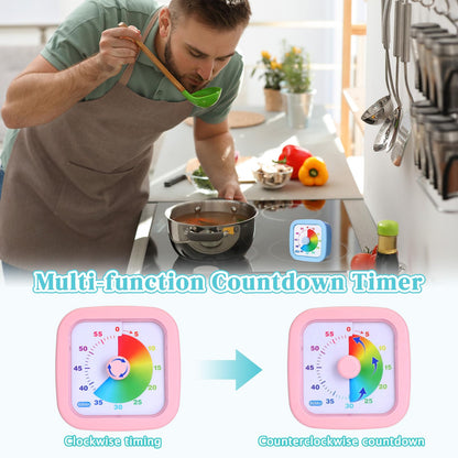 AmazingSpark 4 Pack Visual Timer 60 Minute Countdown Timer Colored Countdown Clock for Homeschool Supplies Study Tool, Classroom Home Office Time Management Tool(Gradient,Pink, Blue, Yellow, Green)