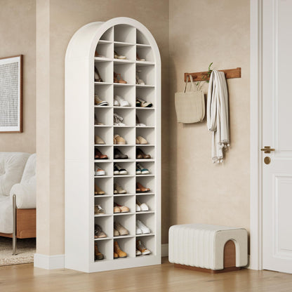 LITTLE TREE 12-Tier Shoe Storage Cabinet Set of 2, Freestanding Tall Entryway Shoe Organizer with 36 Cubbies, 70.9'' White Wooden Shoe Rack Cabinet for Closet, Entryway, Living Room