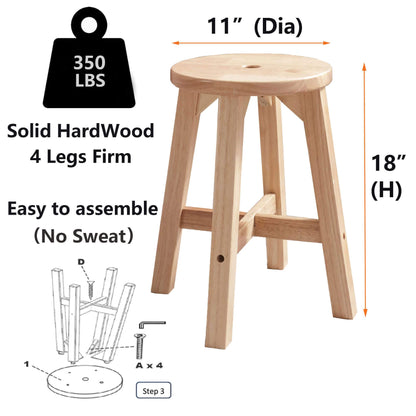 Lestar H18 Wooden Stool, Solid Wood Round Stools
