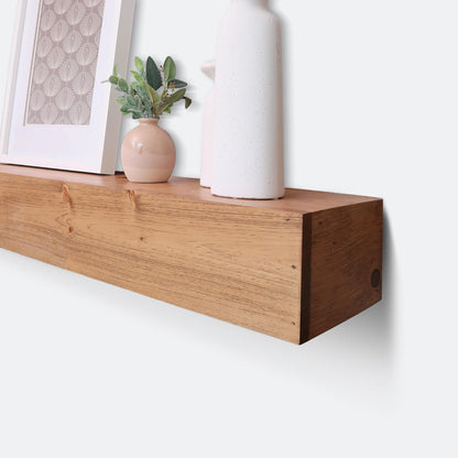 Urbandi Modern Fireplace Mantel, Contemporary, Floating Mantle, Shelf, Hand Crafted, (Brown, 60Lx6Hx8D)