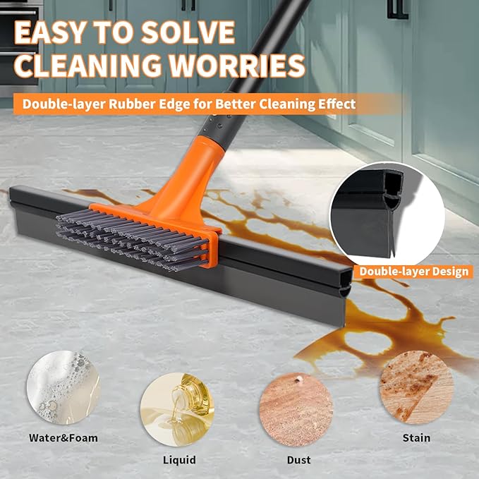 Rubber Floor Squeegee for Concrete Tile Floor, Large Water Squeegee Heavy Duty