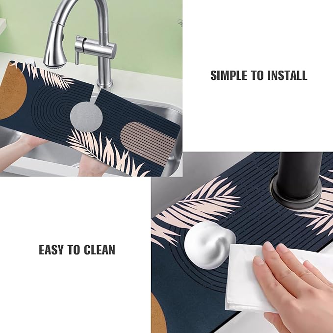 Sink Faucet Absorbing Mat, 2 Pack Drying Mat Around Faucet Sink Splash Guard