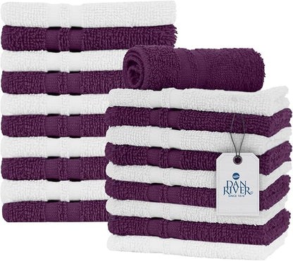 DAN RIVER 100% Cotton Washcloths 20 Pack Premium Quality Face and Body Cloth