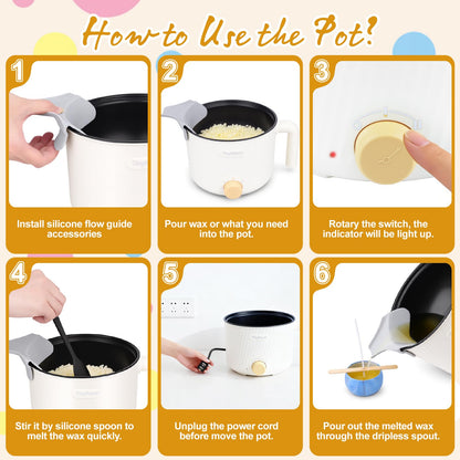 AOTOIE Wax Melter for Candle Making, Wax Melters Pot with Silicone Pouring Spout, DIY Candle Making Kit Included Centering Device, Stirring Spoon, Wicks, Wick Stickers,Wax Melter Supplies