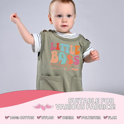 Falueqg Baby Shower Iron on Transfers - 30Pcs Pink DTF Transfers Ready to Press, Cute Iron on Decals Patches for Baby Girls Bodysuit, Heat Appliques Vinyl Stickers for Baby Onesie Bibs Decorating Kit