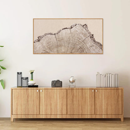 SIGNINART Large Tree Ring Framed Canvas Wall Art, Rustic Beige Nature Wooden Wall Decor, Neutral Wood Stump Artwork, Modern Art Prints for Bedroom Living Room Office 20"x40"