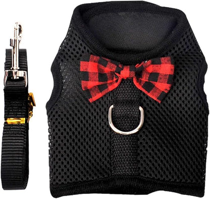 SUPVOX Pet Mesh Vest Harness for Small Animals with Breathable Chest Strap, Black Large (Chest 35-40cm) Adjustable No-Pull Pullover for Rabbits, Guinea Pigs, and Squirrels