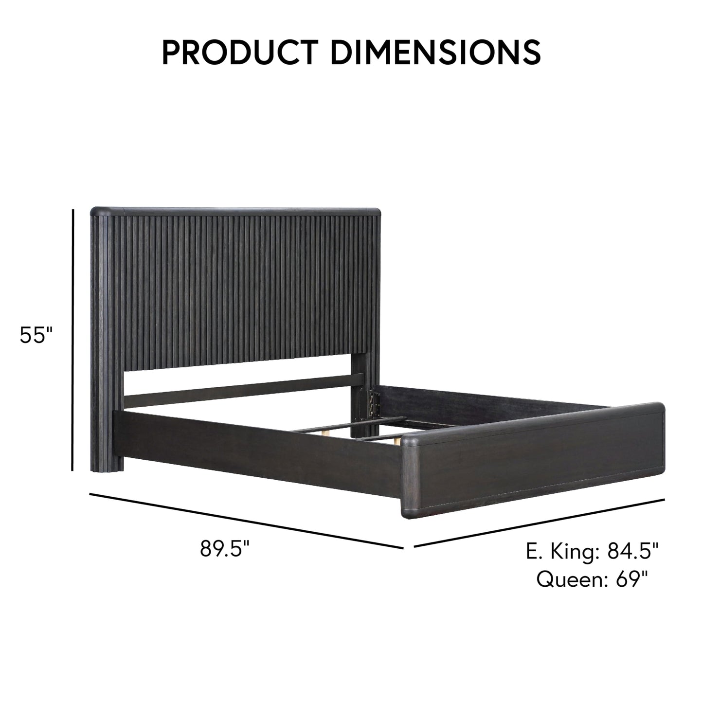 Furniture of America Elizea Modern Contemporary Solid Wood 5-Piece Queen Panel Bedroom Set with USB Ports, Fluted Headboard and Dust-Proof Case, Box Spring Needed, Black