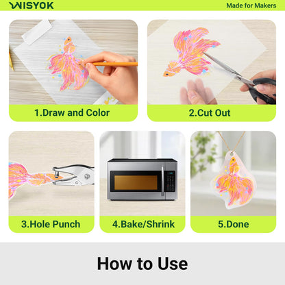 WISYOK 50Pcs Shrinky Film, Shrinky Plastic Sheets for DIY, Keychains, Crafts Ornament and Gifts, 8.2X5.8inch