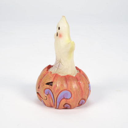 Enesco Jim Shore Heartwood Creek Ghost in Pumpkin Miniature Figurine, 3.94 Inch, Multicolor