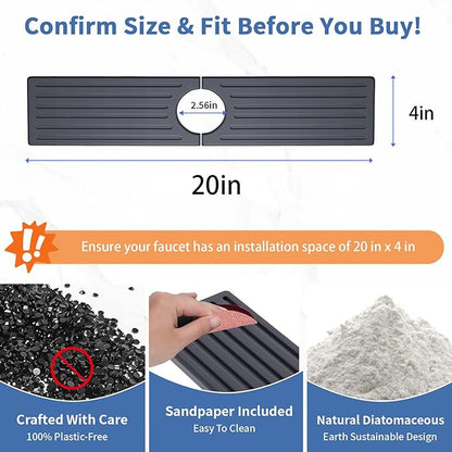 Kitchen Faucet Mat, Diatomite Sink Faucet Mat Splash Guard
