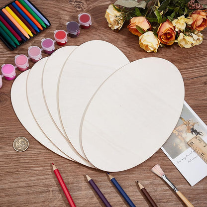 DELORIGIN 20pcs Wooden Oval Cutout 9.8 x 5.9 Inch Unfinished Wooden Blank Slices Crafts Natural Wood Circles DIY Plank Cutout Craft Supplies for Artist Painting Door Hanger Sign Wedding Decor