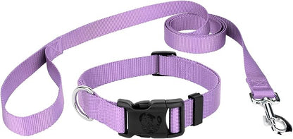 Country Brook Petz - Everyday Nylon Dog Collar and Leash - 10+ Cool Colors (3/4 Inch, Medium, Lavender)