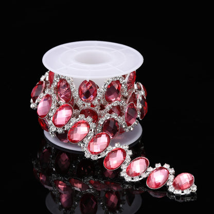 Rytenz 1 Yard Crystal Rhinestone Close Chain Pearl Beaded Trim Bridal Lace Ribbon Trimming Rhinestone Chain Trim for Wedding Party Decoration & Bridal Costume Embellishment Clothing Accessories