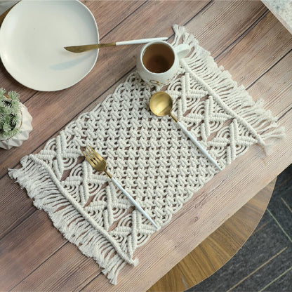 John Bead 2pcs DIY Kit Multicolor Macrame Handmade Placemat for DIY Arts and Crafts Making