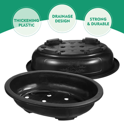 GANAZONO Large Oval Plastic Flower Pot Durable Gardening Planter for Succulents and Green Plants Indoor Outdoor Use Modern Elegant Design
