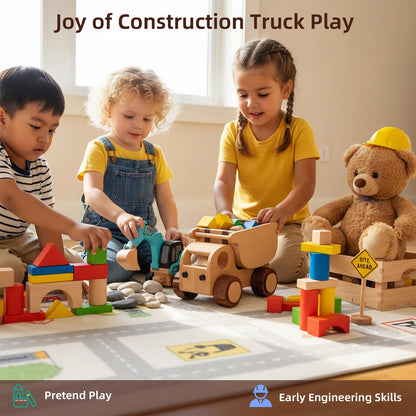 DadCarved Wooden Dump Truck for Toddlers Kids