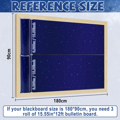 Blue Outer Space Bulletin Board Roll Reusable Waterproof Night Sky Non-Woven Fabric Bulletin Board Wrinkle Resistant Star Galaxy Poster Background for Classroom Decor Wrapping Paper Craft 15.5" x12ft