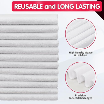 FIXSMITH White Microfiber Cleaning Cloth -Pack of 12, Highly Absorbent Cleaning