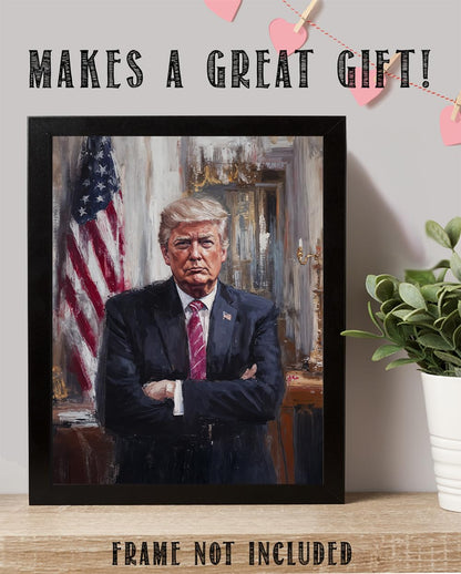 Commander in Chief - Painterly Portrait of Donald Trump 11x14 Unframed Print, Classic Trump Leadership Poster, Patriotic Trump Wall Decor, Political Office Wall Art, Gifts for Trump Supporters