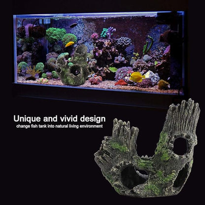 Tyenaza Aquarium Driftwood Decoration, Driftwood Resin Crafts Ornament for Aquarium Decoration Fish Tank Wood with Holes & Aquarium Caves Fish Tank Wood Decor(ST-004B)