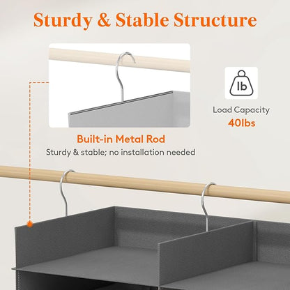 Lifewit Dual-Row Shelf Hanging Closet Organizer and Storage, Clothes Shelves