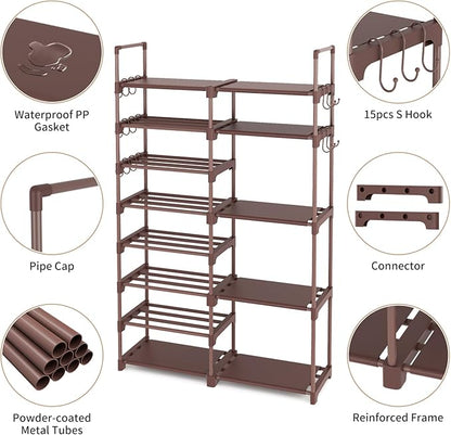 ROJASOP Shoe Rack Organizer, 8-Tier Metal Shoe Rack