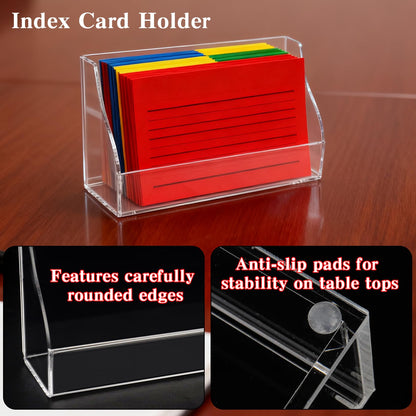 Goklmn 2 Pack Index Card Display Stand 5x8 Inch Acrylic Cards Holder for Desk Clear Postcard Stand Note Card Holder Index Cards Organizer Case Business Card Stand for Office Business