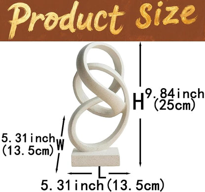10" Modern Abstract Ribbon Decorative Sculpture, Knot Sculptures,Home Decor,Coffee Table Statues,Dining Living Room Desk Decor（White）