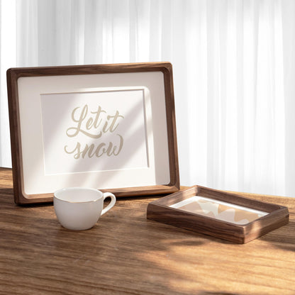 8x10 Picture Frame, USA-Sourced Natural Walnut Wood Photo Frame with Tempered Glass, Handcrafted Rounded Corner 8 x 10 Wooden Frame Matted to 5x7 Photos, Wall or Tabletop Display