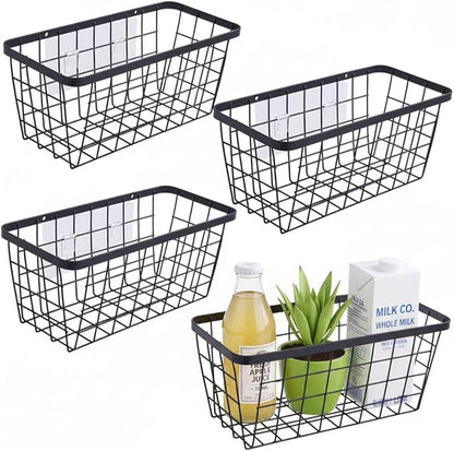 4 set Hanging Wall Basket Organizer, Over the Cabinet Door Wire Baskets