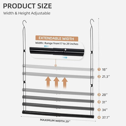 STORAGE MANIAC Hanging Closet Rod, Adjustable Width and Height Closet Hanging