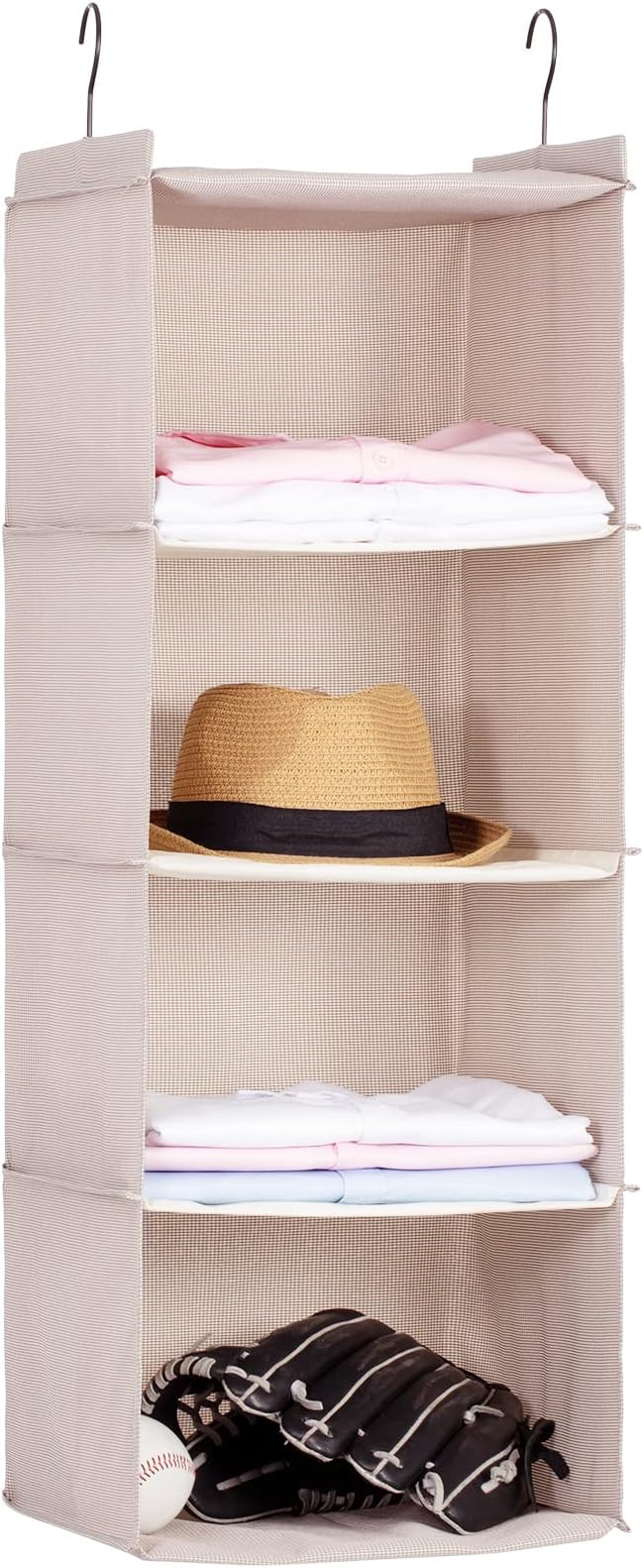 Hanging Closet Organizer and Storage, Foldable 4-Shelf Wardrobe Clothes Shelves