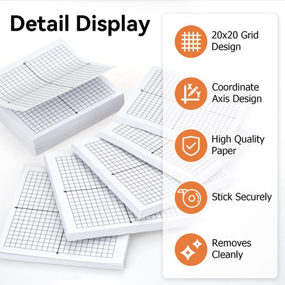 Graph Sticky Notes, 8 Pads, 3x3 Inch, Graph Paper Sticky Notes, Grid Sticky Notes, Coordinate Plane Sticky Notes for Office School Math Supplies