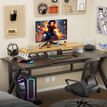 NestNeat Dual Monitor Stand Riser, 39 Inch Large Wood Monitor Stands for 2 Monitors, Desk Monitor Riser for Computer/Laptop/Printer/TV, Stand Riser up to 220 lbs