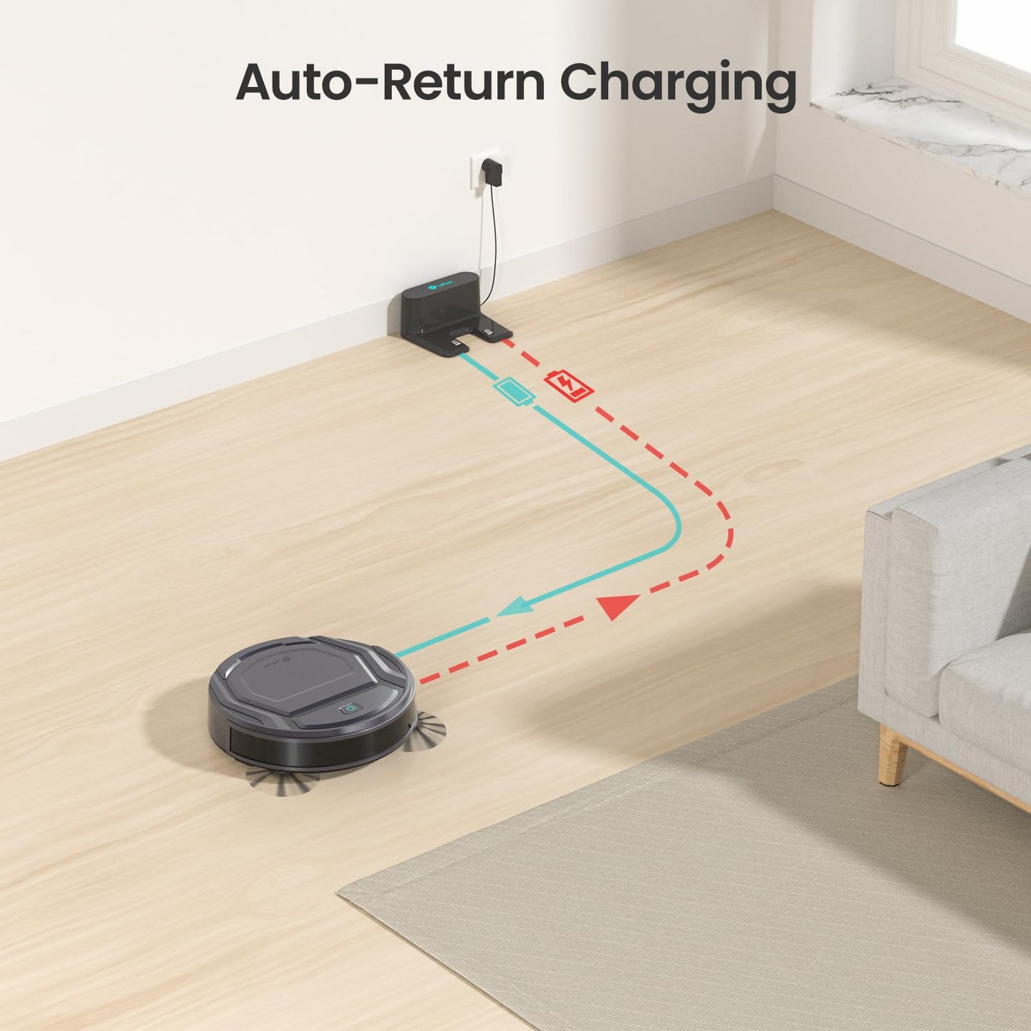 Lefant M210P Robot Vacuum Cleaner, Super Thin, Powerful Suction, Quiet, Self-Charging, Ideal for Pet Owners, Cleans Hard Floors to Medium-Pile Carpets, 120 Mins Runtime, APP/WiFi/Alexa Control, Gray