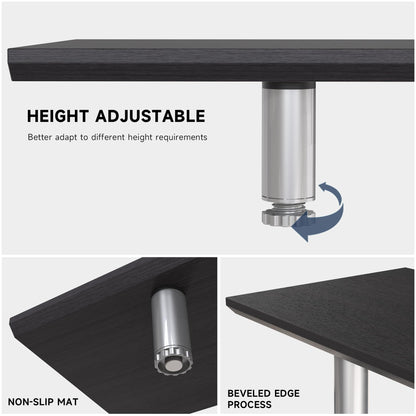 Fenge 39.4 Inch Dual Monitor Stand, Height Adjustable Monitor Riser Stand for Desk, Wooden & Steel Monitor Shelf for 2 Computers up to 99lbs, Stable Desk Organizer for PC Laptop TV, Black