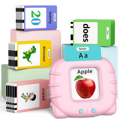 Eaever 580 Pre-K Sight Words Talking Flash Cards with Dolch Words,Letters/Number Flash Cards 1-100 Kindergarten, Pocket Speech Toys, Educational Learning Gifts for 3 4 5 6 Year Old Girls, Pink