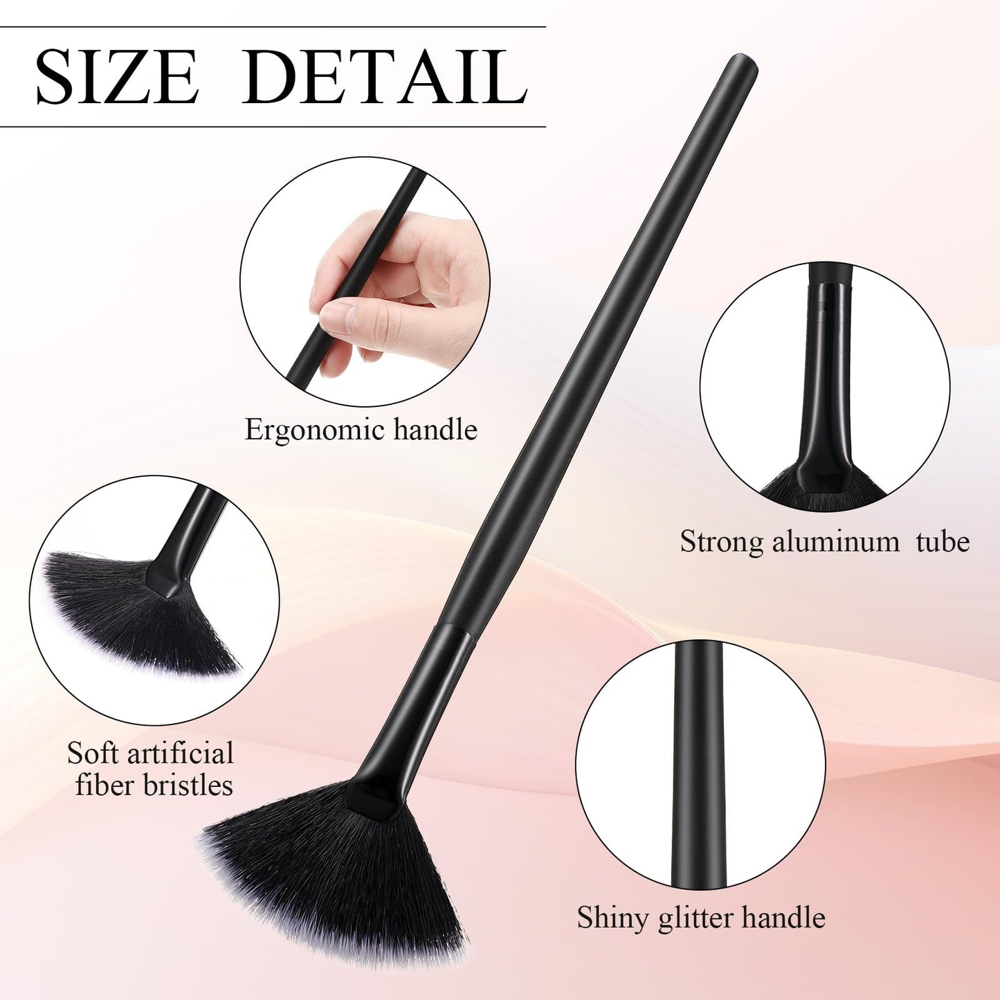 9 Pieces Facial Fan Mask Brushes, Soft Facial Applicator Brushes Tools for Peel Glycolic Makeup for Mud Cream(Champagne)