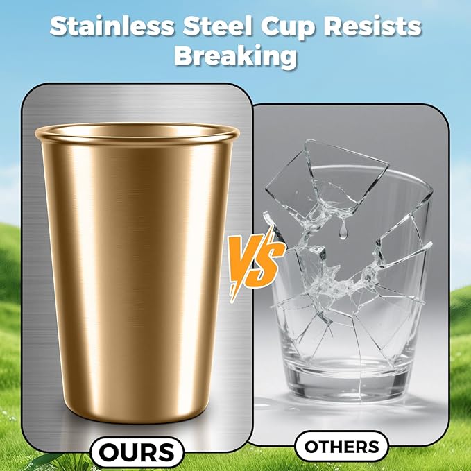 5 Pack 16 oz Stainless Steel Pint Cups,Stainless Steel Cup,Pint Cup Tumbler，water Tumbler,Stackable,Reusable,BPA Free