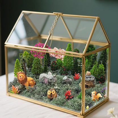 OrgMemory 45 Pcs Animal Tree, Moss, Forest Animals Figures, Plastic Trees for Projects, Model Train Scenery with No Bases, Miniature Trees Diorama Hobby Train Scenery